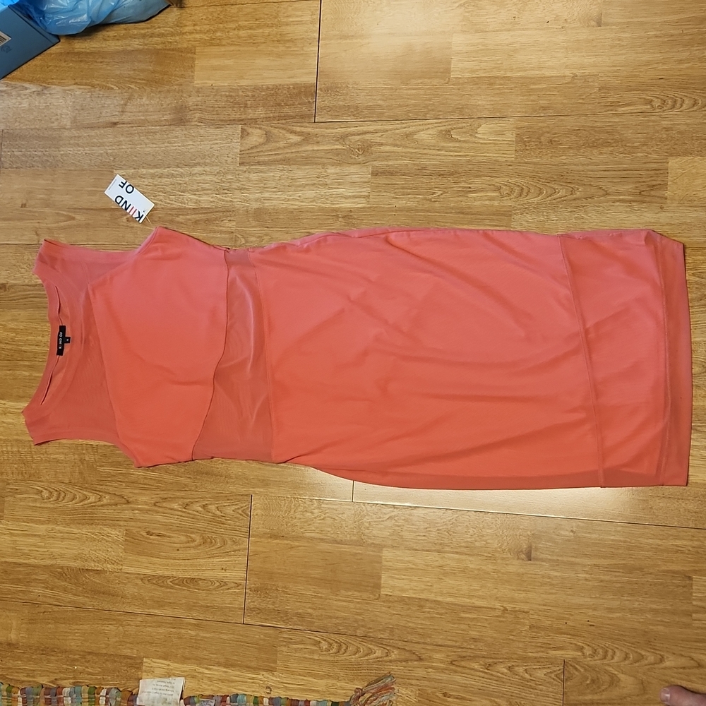 NWT hot pink Kind Of  Chloe tank dress with mesh panels sz small